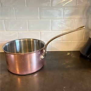 Mauviel 3 qt Copper Saucepan w/ brass handle bought @ William Sonoma-see tags